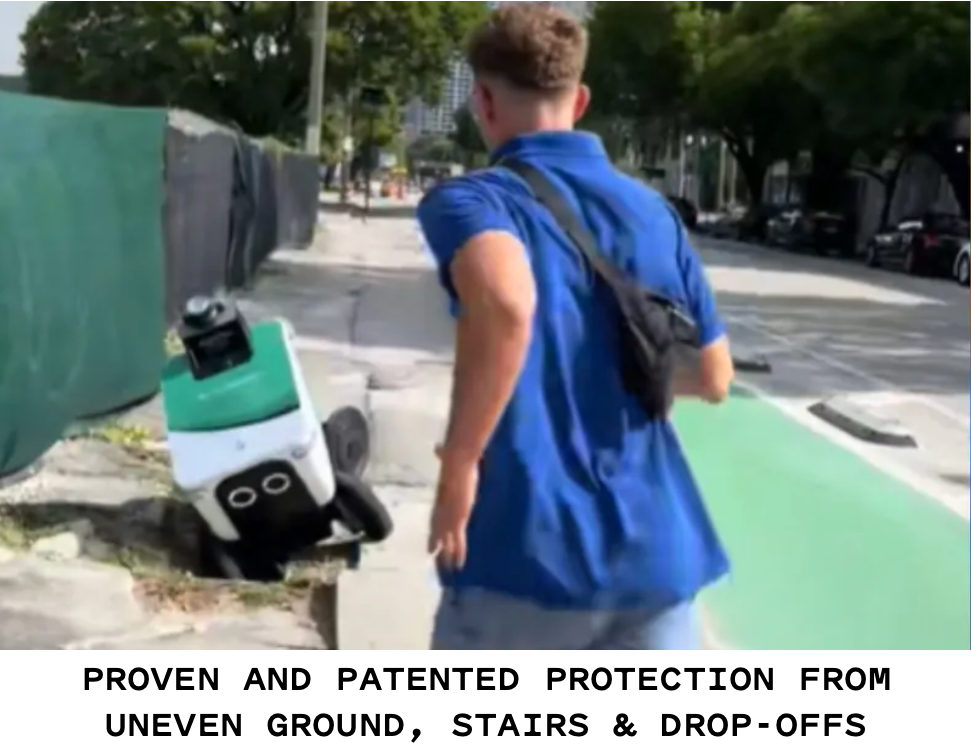 Proven and Patented Protection from Uneven Ground, Stairs and Drop-Offs